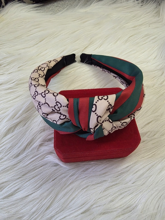 Accessories - Luxury-Inspired Green and Red Knotted Headband
